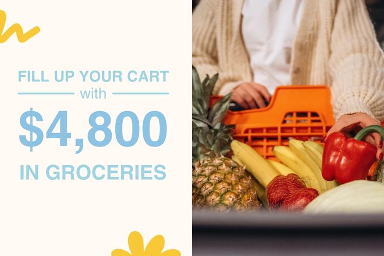 Fill up your cart with 4800 dollars in groceries